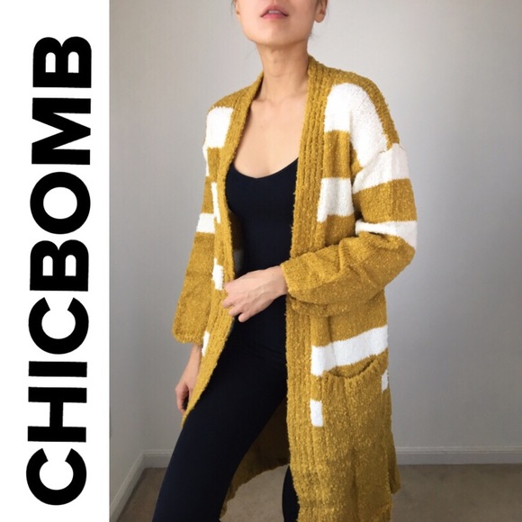 KNITTED LONG CARDIGAN DROP SHOULDER-  WHITE CANARY / SOFT WOOL - Picture 5 of 8